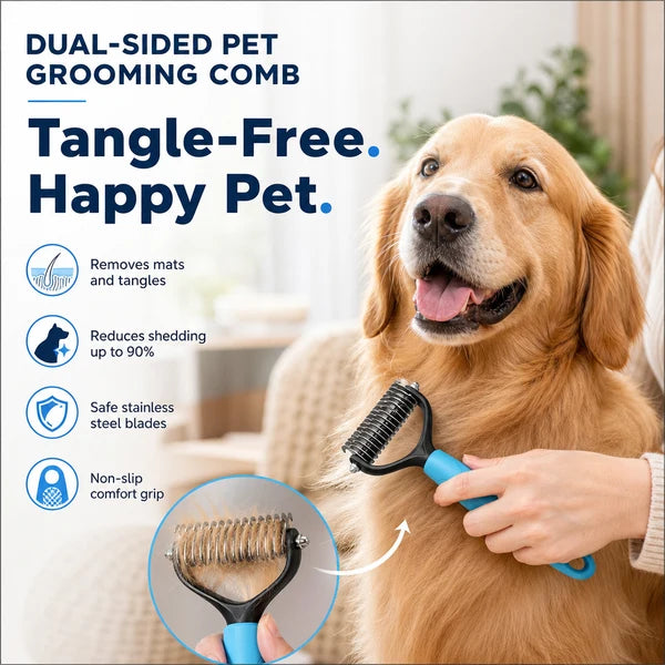 Dual-Sided Pet Grooming Comb for Dogs & Cats