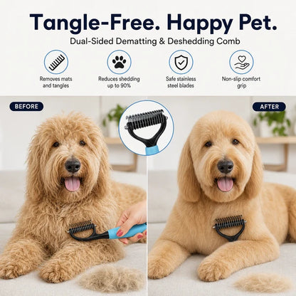 Dual-Sided Pet Grooming Comb for Dogs & Cats