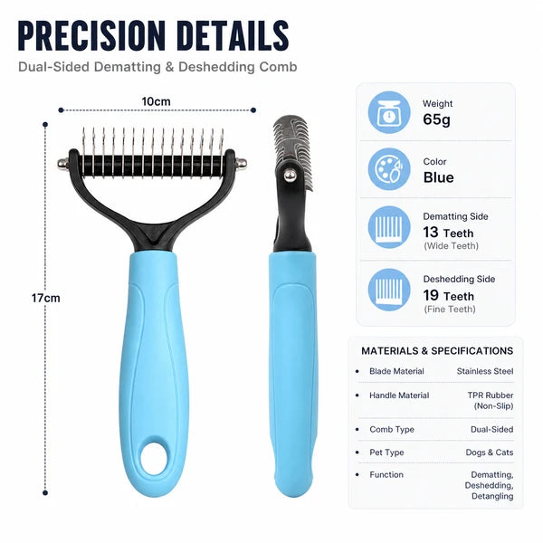 Dual-Sided Pet Grooming Comb for Dogs & Cats